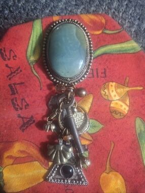 Chalcedony Turquoise Stone Sterling Silver Charm Pendant